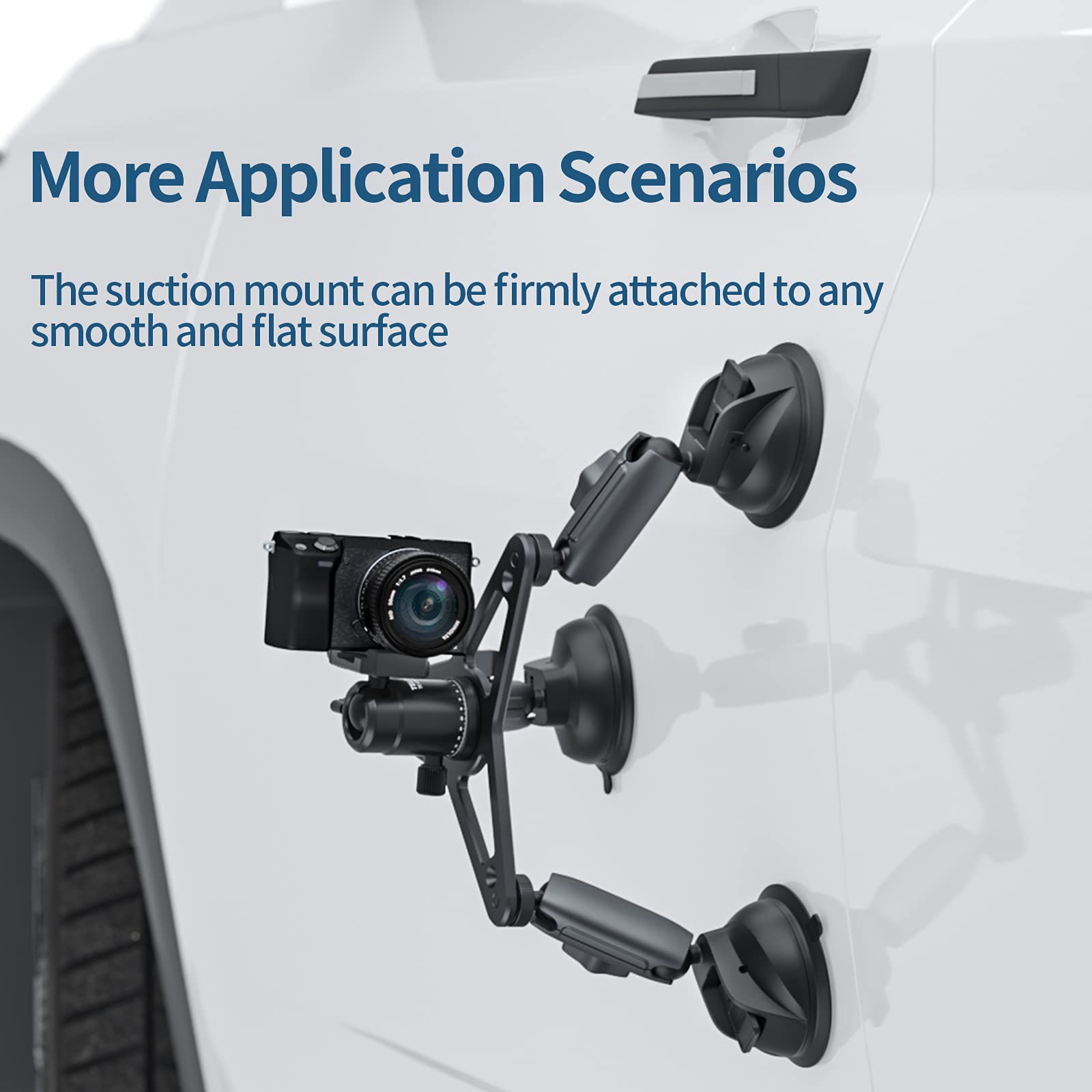 Triple Suction Cup Car Mount Heavy Duty Tripod With 360 Ball Head For Gopro 13 Insta360 Dji Action 5 Pro 4/3 Dslr Mirrorless Camera, Dashboard Windshield Window Hi Speed Motion Vehicle Holder Attach